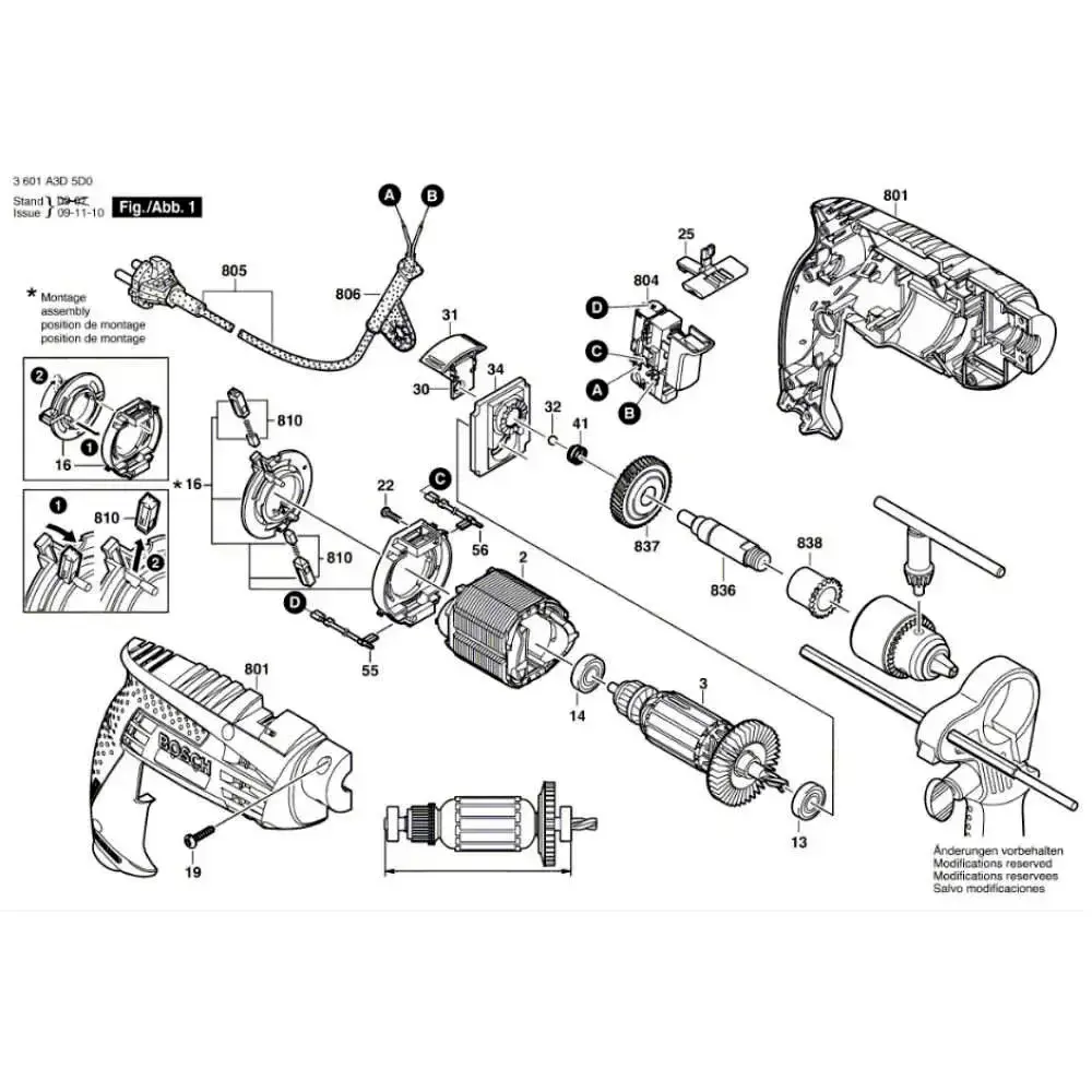 Estator para furadeira GSB 13 RE em 220V 160422054A Bosch 220 V — fotografia 5