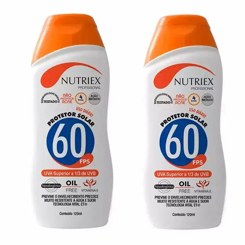 Protetor solar FPS 60 120ML bisnaga com 2 unidades Nutriex