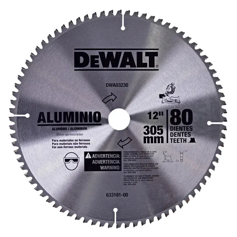 Disco de serra esquadria 12 305MM para alumínio DWA03230 Dewalt — fotografia 6