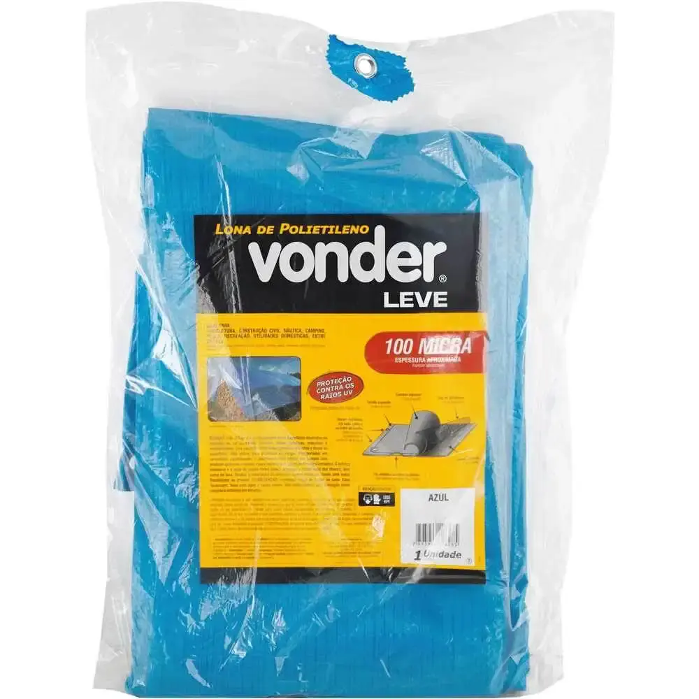 Lona 3 x 3 Metros 100 Micras Leve Azul VONDER — fotografia 5