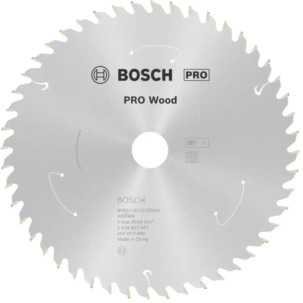 Disco de serra circular PRO wood cordless 165X20MM 48 dentes Bosch — fotografia de referência
