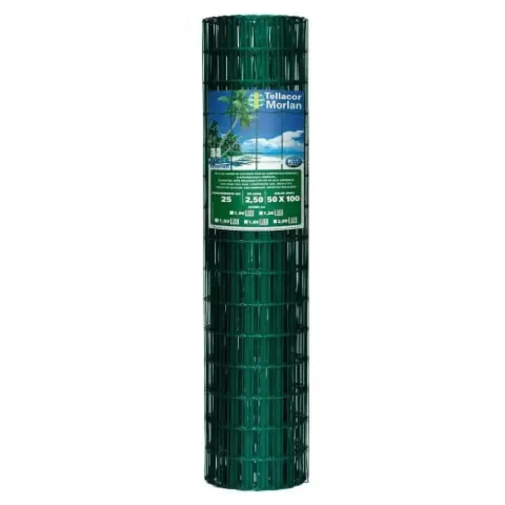 Tela soldada 25M 5X10 fio 2,50X1,00 verde Morlan — fotografia 4