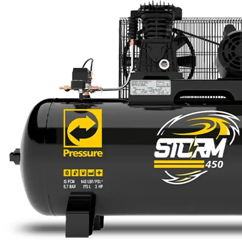 Compressor storm 450 15 pés 175L 3.0 HP monofásico 110/220V 8975703012 Pressure — fotografia 3