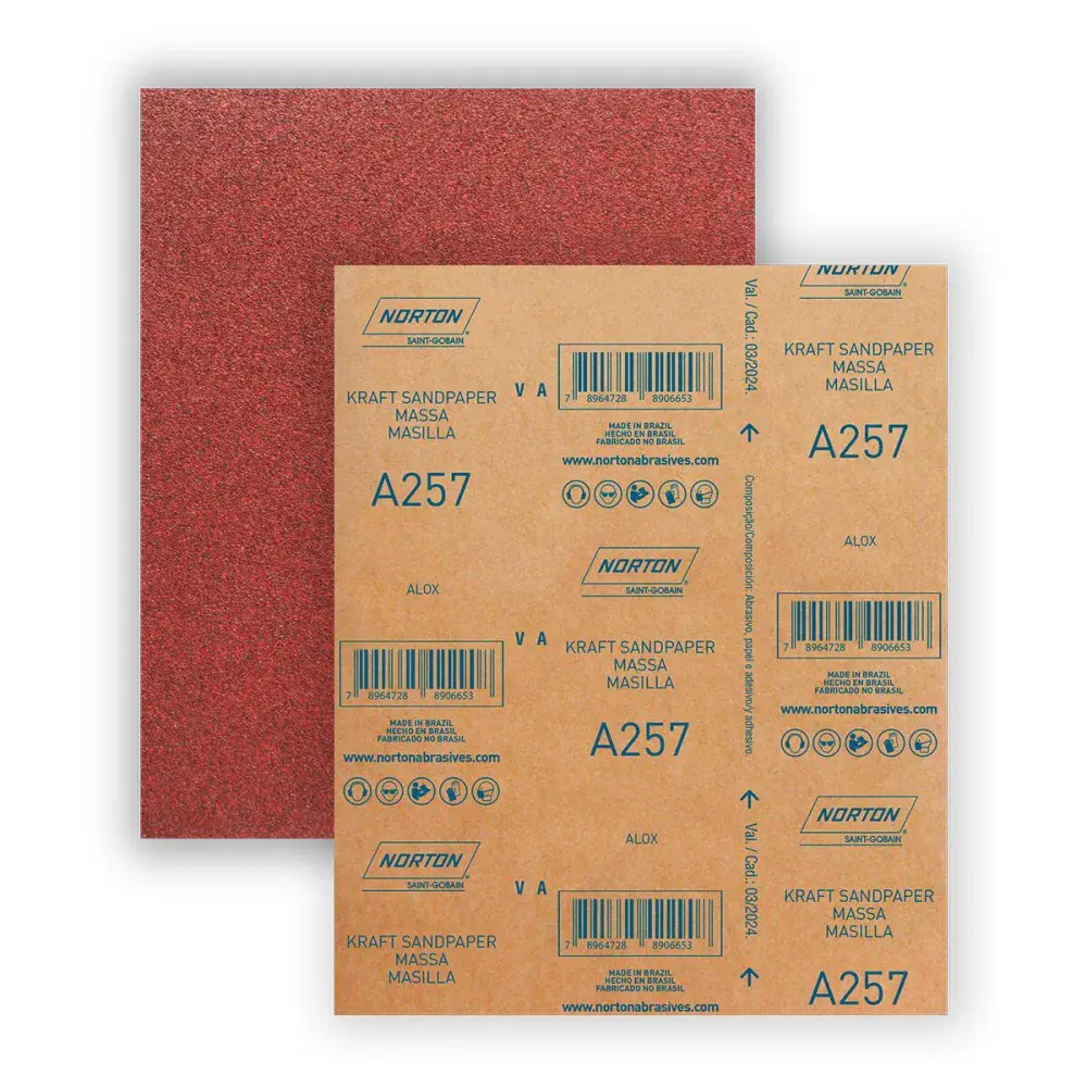 Folha de lixa massa para madeira A257 G40 225X275MM Norton — fotografia 3
