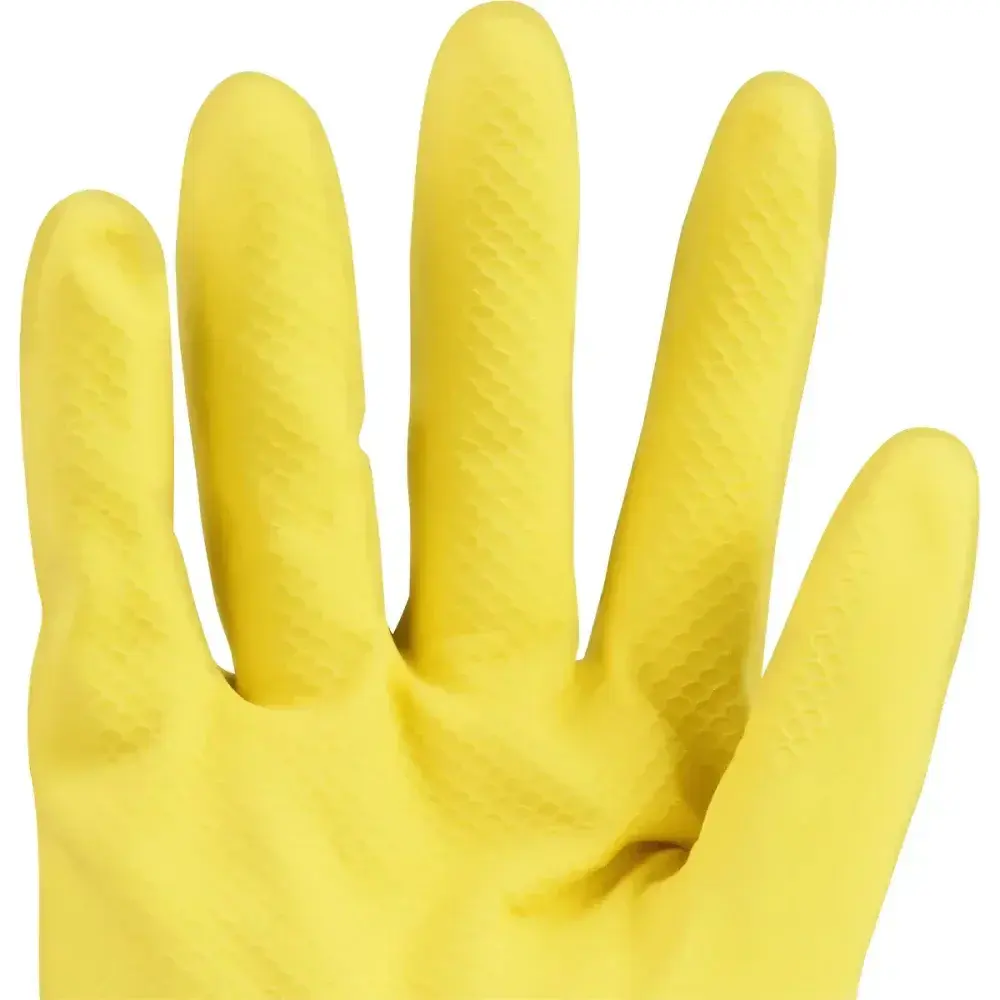 Luva de látex antiderrapante flocada amarela 10 gg Worker — fotografia 5