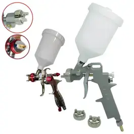 Kit 2 pistolas de pintura gravidade bico 1.8, 1.5, 1.3 e 1.2MM 600ML Evald — fotografia 2