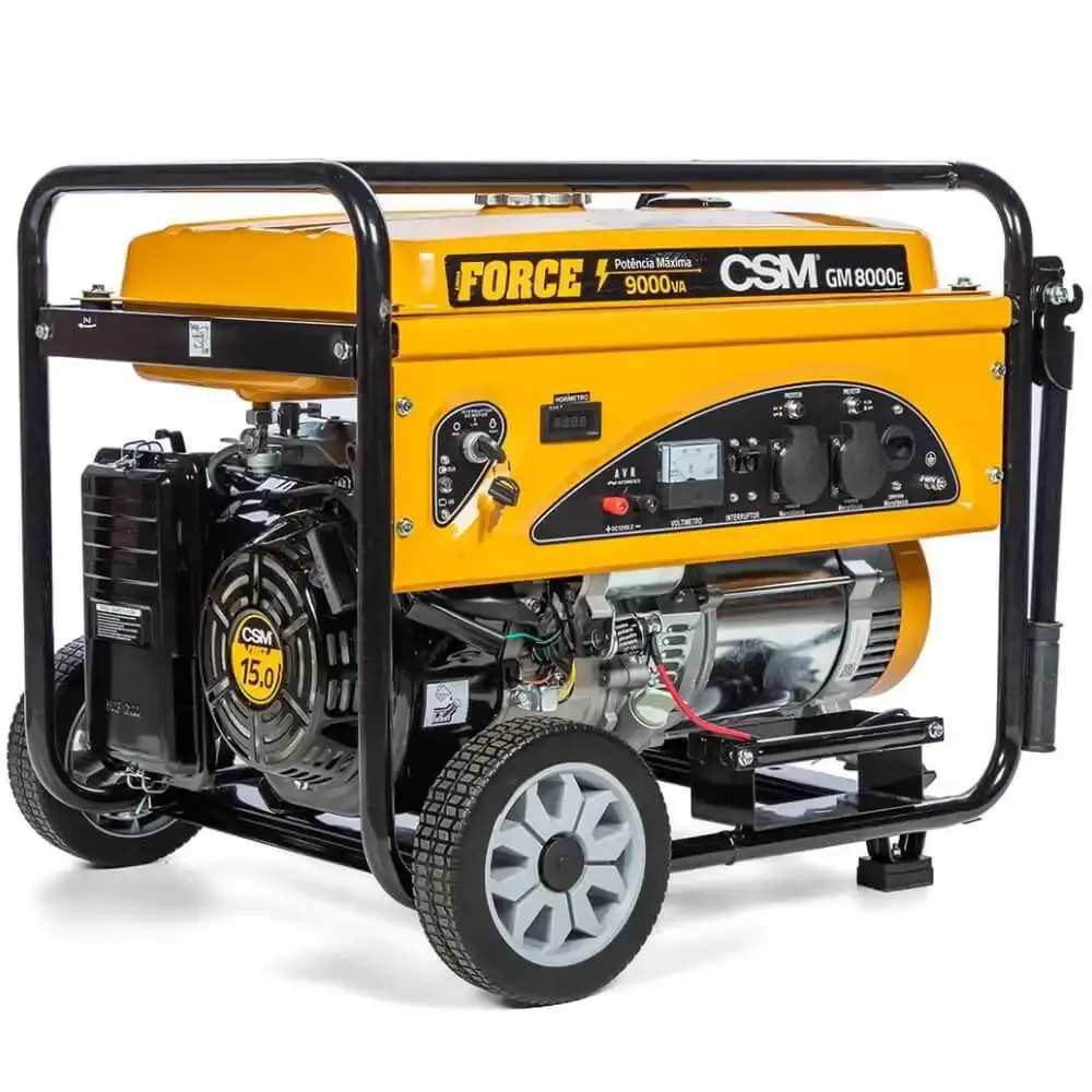 Gerador de energia à gasolina 9KVA 4T bivolt partida elétrica GM 8000E com rodas CSM