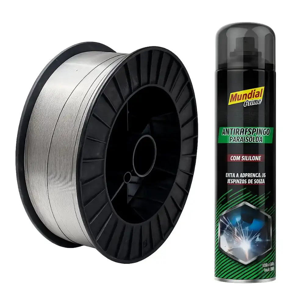 Arame para solda MIG 1,6MM Evald com anti respingos spray para solda 400ML aeroflex