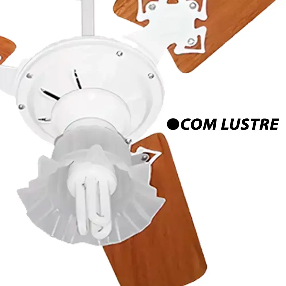 Ventilador de teto 3 pás 130W com lustre várias cores Venti-delta 220 V Branco — fotografia 5
