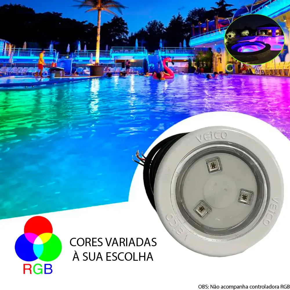 Refletor LED RGB 4.5W para piscinas de fibra 4 unidades 124025 Fluidra — fotografia 2
