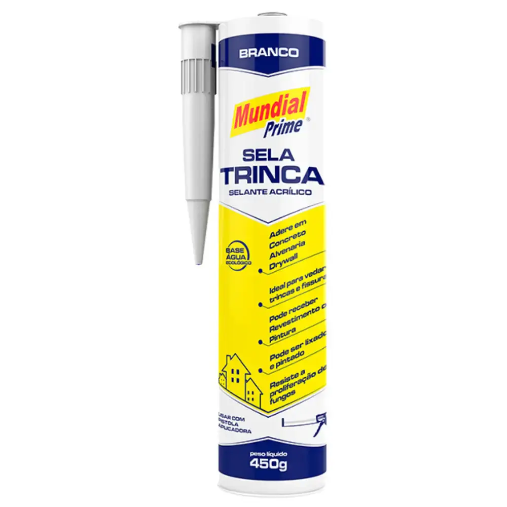 Sela Trinca Adesivo Vedante Acrílico 450 g Branco MUNDIAL PRIME — fotografia de referência