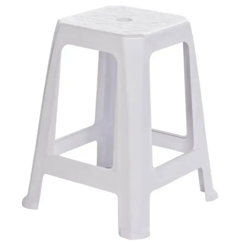 Banqueta tabouret branco empilhável kit com 4 peças dolfin — fotografia 2