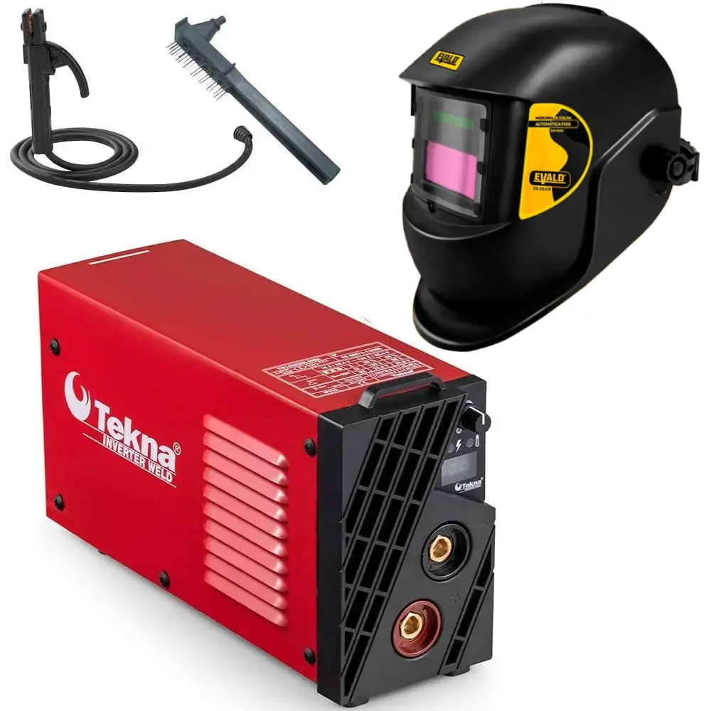 Solda inversora 135A com painel digital 220V e máscara de solda automática Tekna