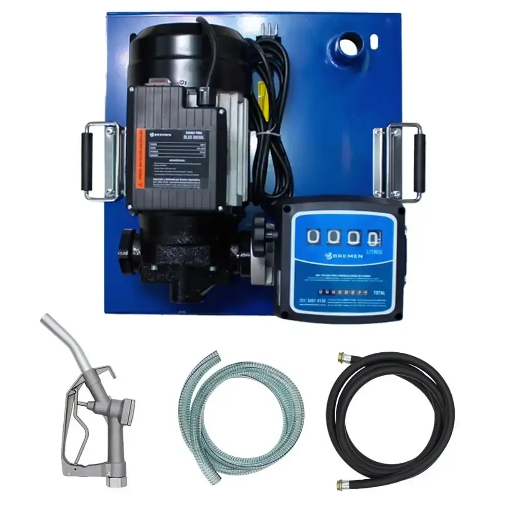 Kit de abastecimento para gasolina 230V 104L/MIN com medidor mangueira e bico automático Bremen