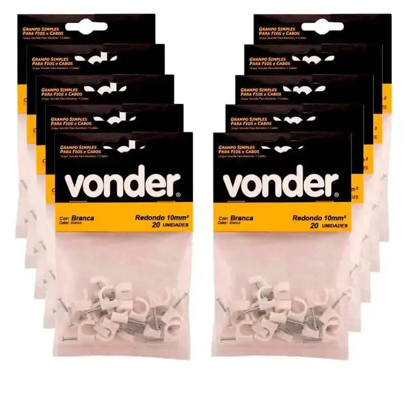 Kit grampos para fios 10MM redondo com 200 unidades 2898120010 Vonder — fotografia 2
