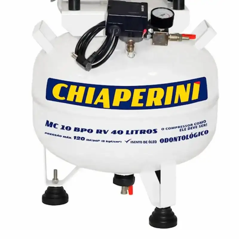 Compressor odontológico 10 pés 40 litros sem óleo BPO RV Chiaperini 110 V — fotografia 3