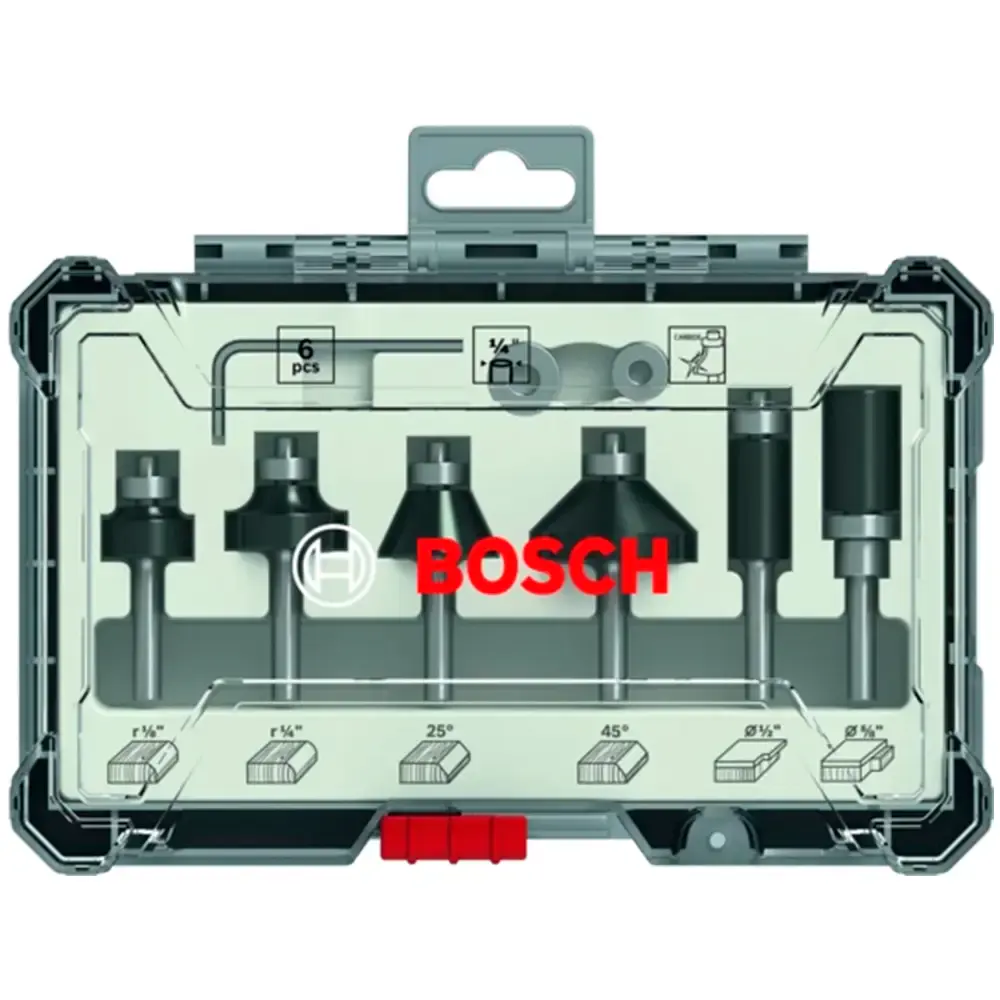 Kit 6 peças conjunto de fresas tupia para acabamento encaixe 1/4 POL Bosch