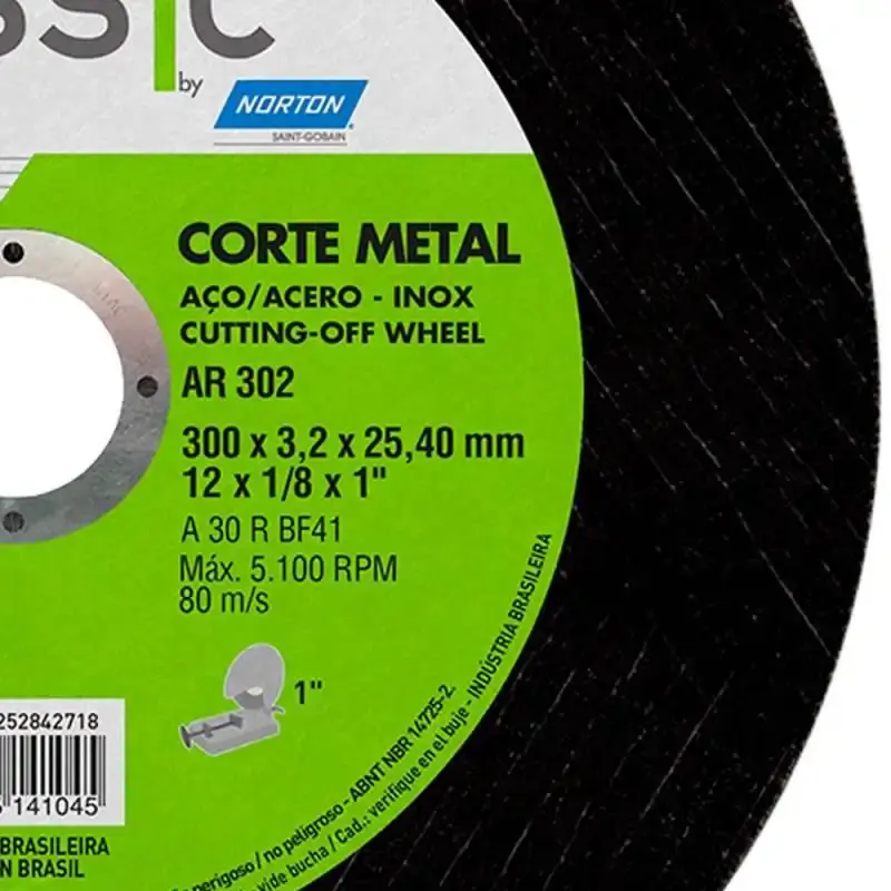 Disco de Corte Classic 12 POL 300 x 3.2 x 25.40 MM para Metal 66252842718 NORTON — fotografia 3