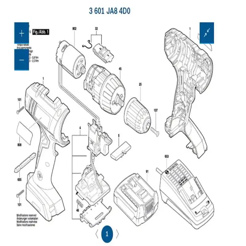 Carcaça para furadeira/parafusadeira GSR 1080-LI 2609100955 Bosch — fotografia 4