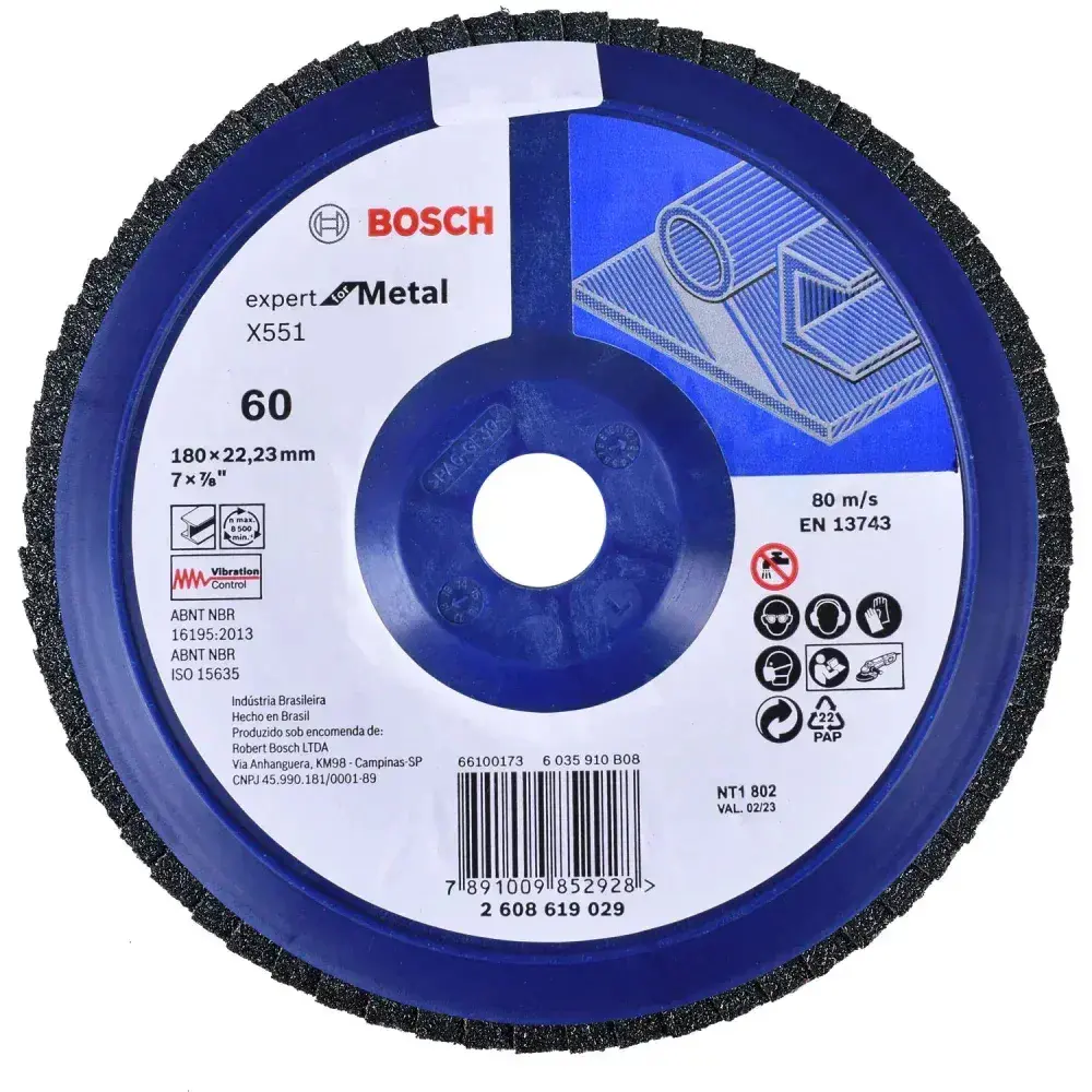 Lixa disco flap 180 x 22MM G60 expert for metal Bosch — fotografia 6