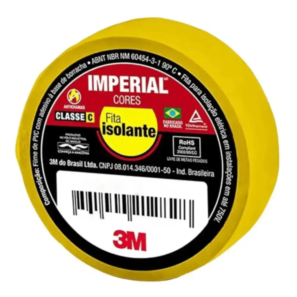 Fita Isolante 18 MM x 20 Metros Imperial Amarela 3M