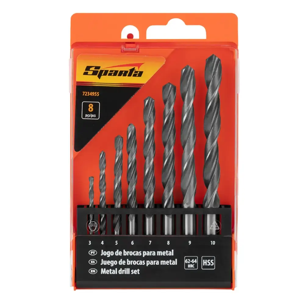 Jogo de Brocas para Metal Aço Rápido HSS 3 a 10 mm com 8 Peças SPARTA — fotografia 3