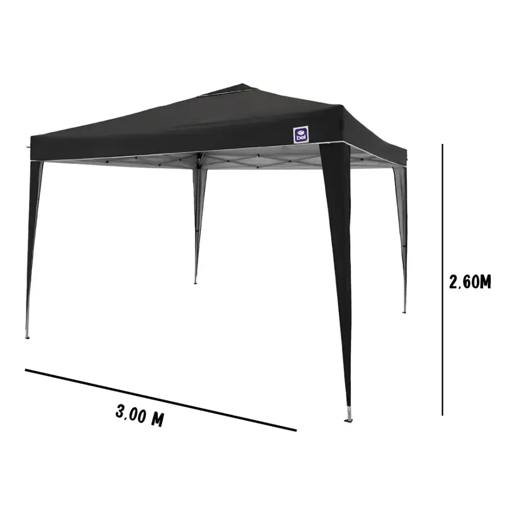 Tenda gazebo 3X3 metros dobrável articulada e sanfonada preta 331400 BEL — fotografia 4