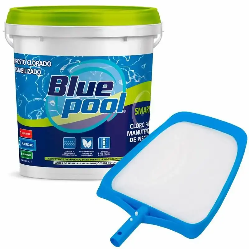Cloro Smart para Piscina Balde 7.5 KG Bluepool + Peneira Nylon VEICO by FLUIDRA