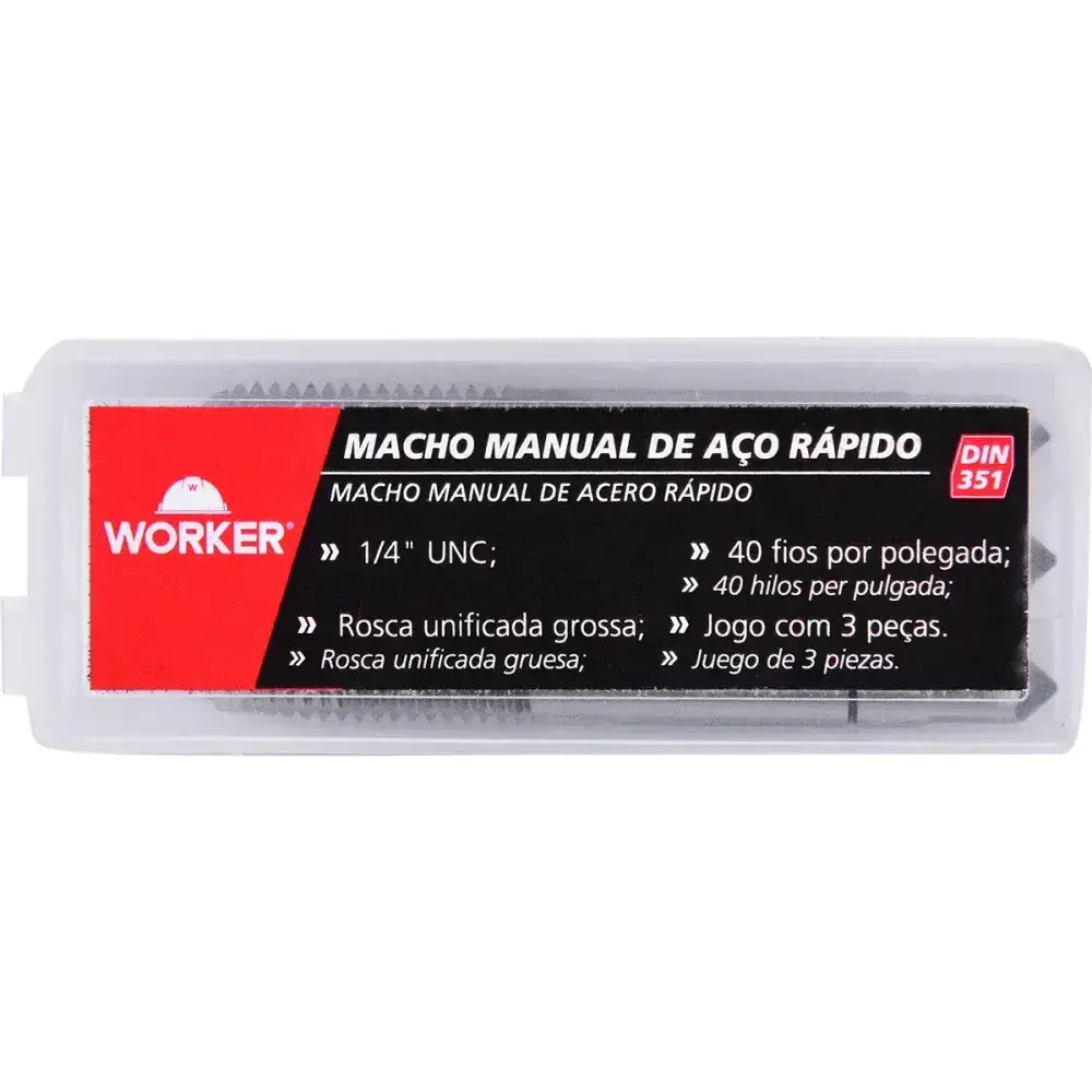 Jogo de macho manual DIN351 bsw 1/4 3 peç Worker — fotografia 12