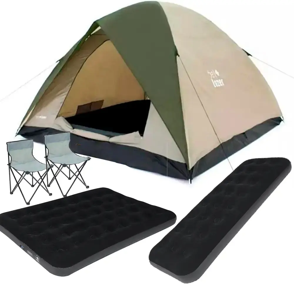 Barraca Camping Premium BEL c/ Colchão Inflável Casal e Solteiro + 2 Cadeiras