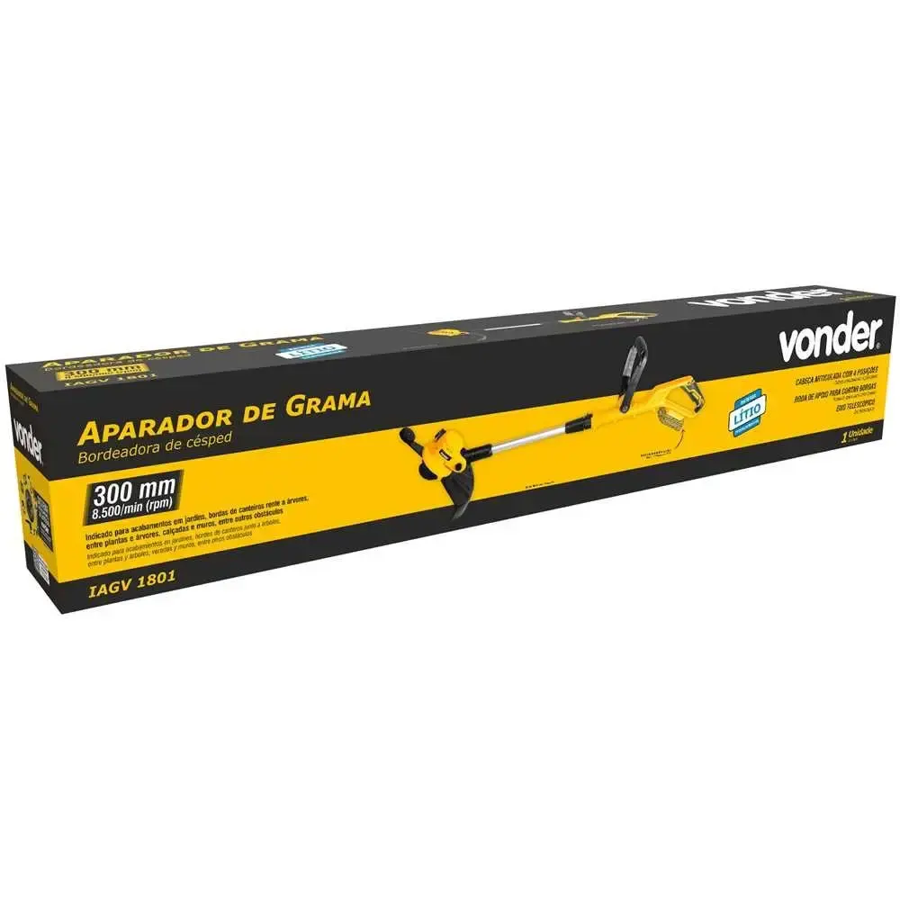 Cortador de grama 18V com carretel nylon 1,6MM 300MM sem bateria e carregador Vonder — fotografia 4