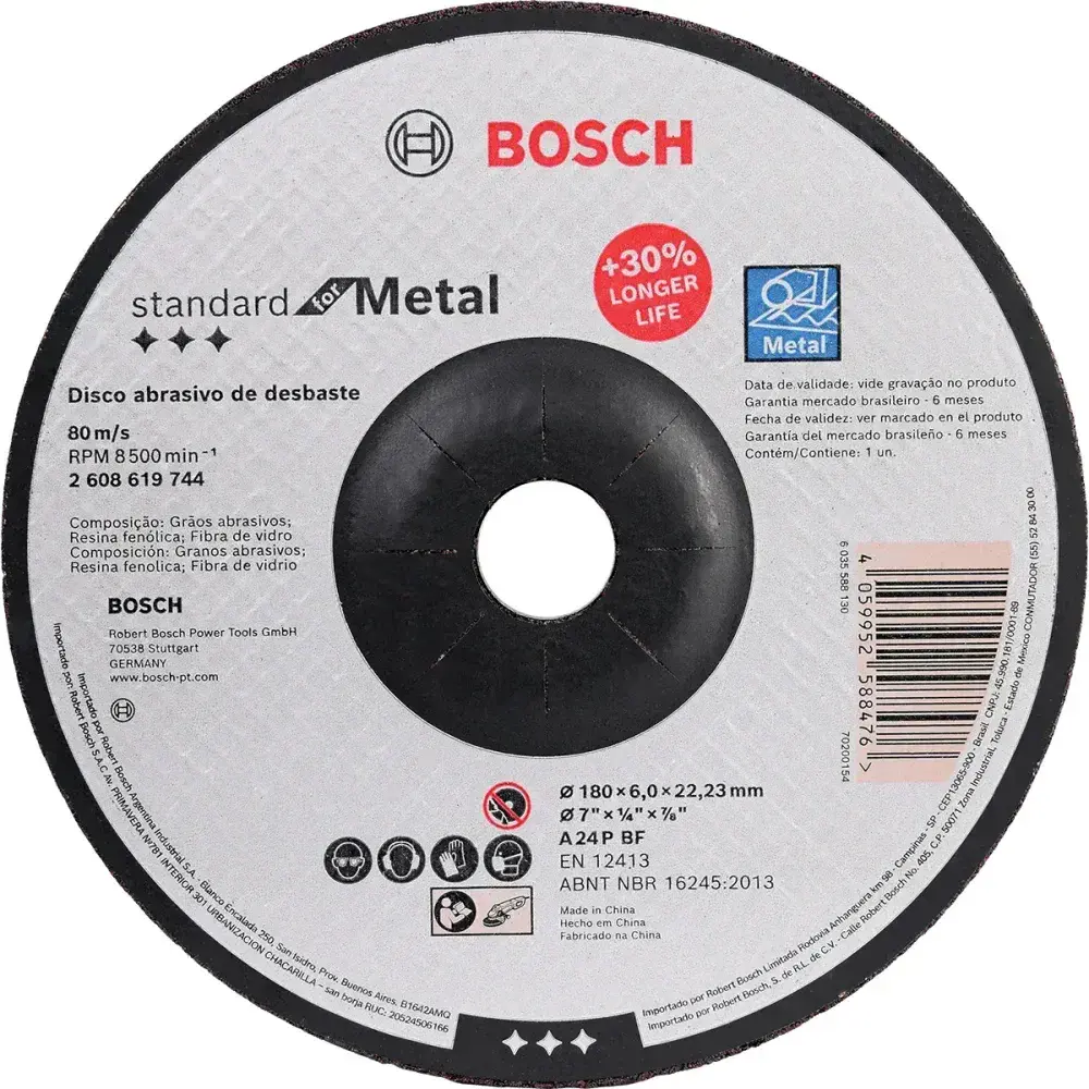 Disco de desbaste standard metal 7 1/4 8500RPM G24 Bosch — fotografia 2