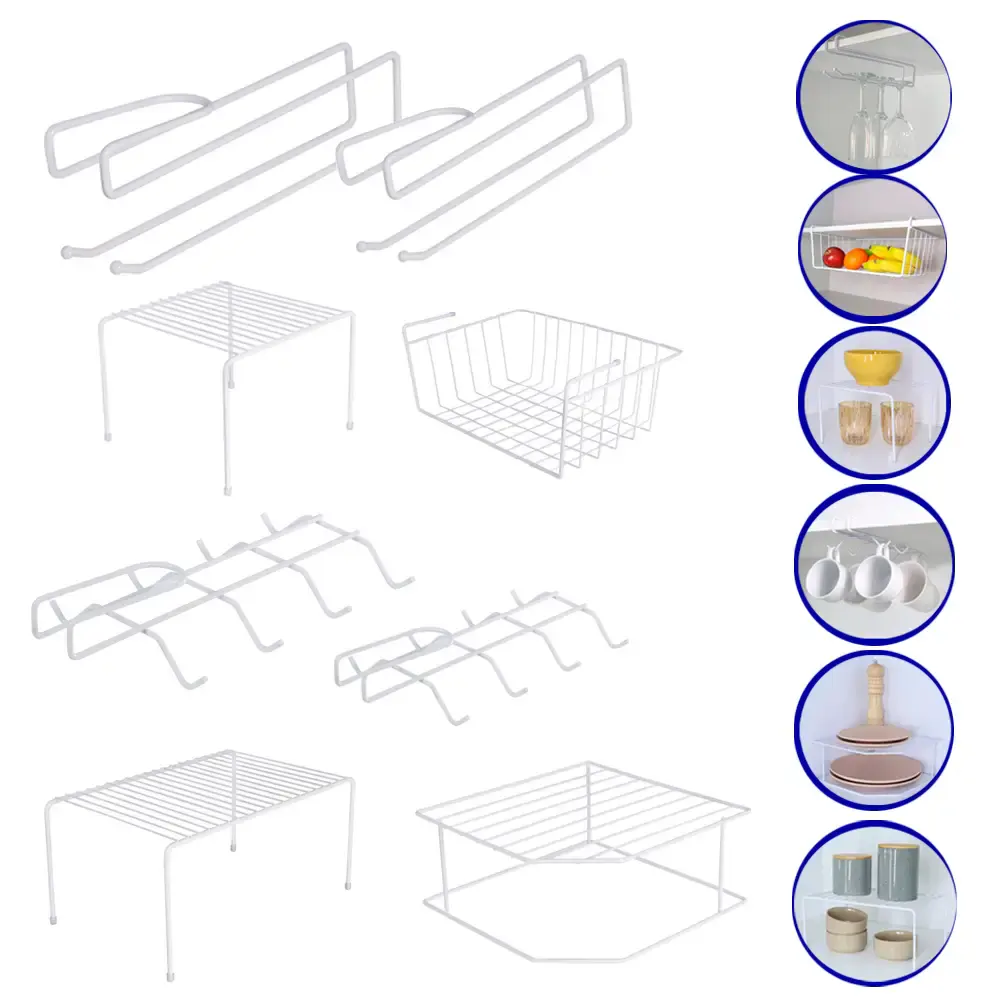 Kit organizador de armário com 08 peças viena branco BEL