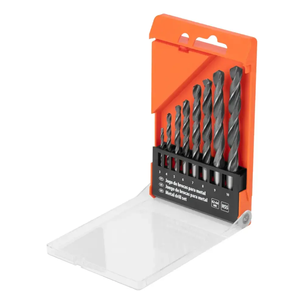Jogo de Brocas para Metal Aço Rápido HSS 3 a 10 mm com 8 Peças SPARTA