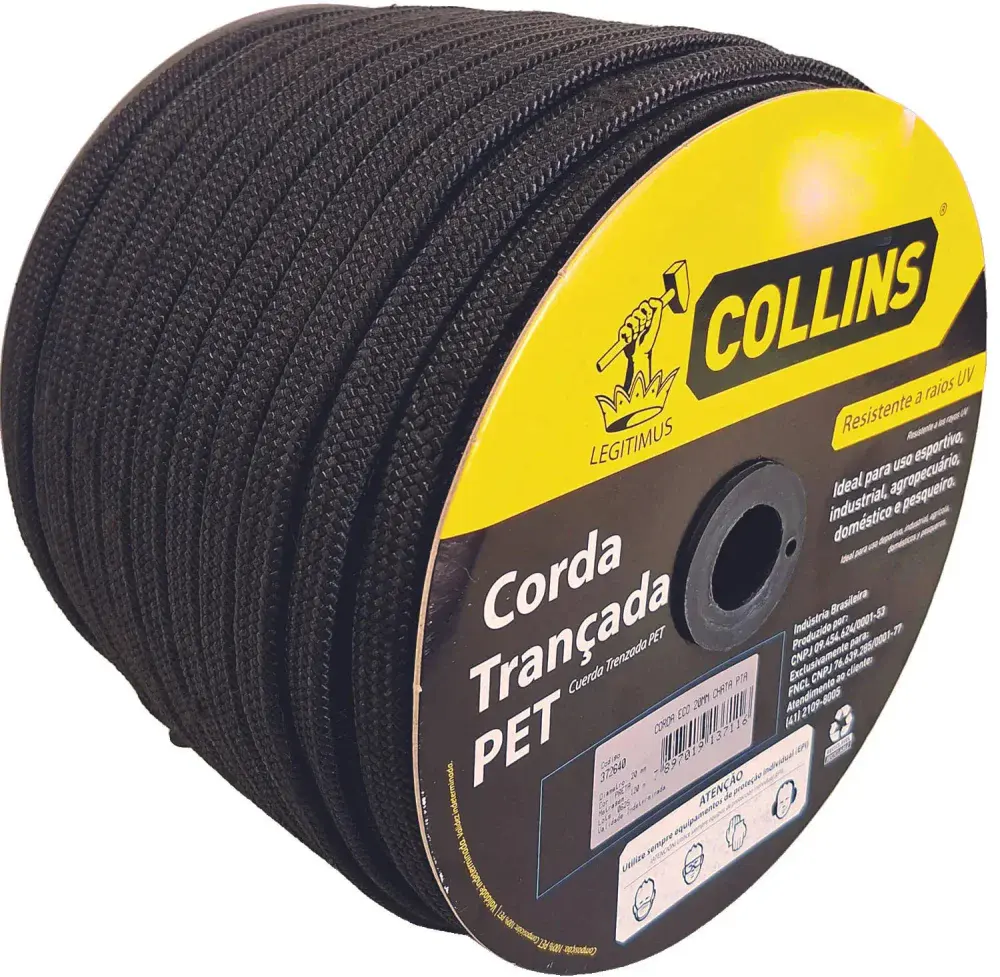 Corda pet trançada chata 20MM x 120M preta Collins — fotografia 2