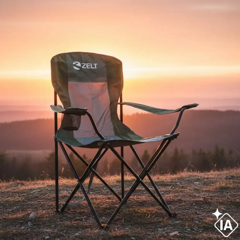 Cadeira Camping de Araguaia 120 kg com Braço e Porta Copo Verde ZELT — fotografia 6
