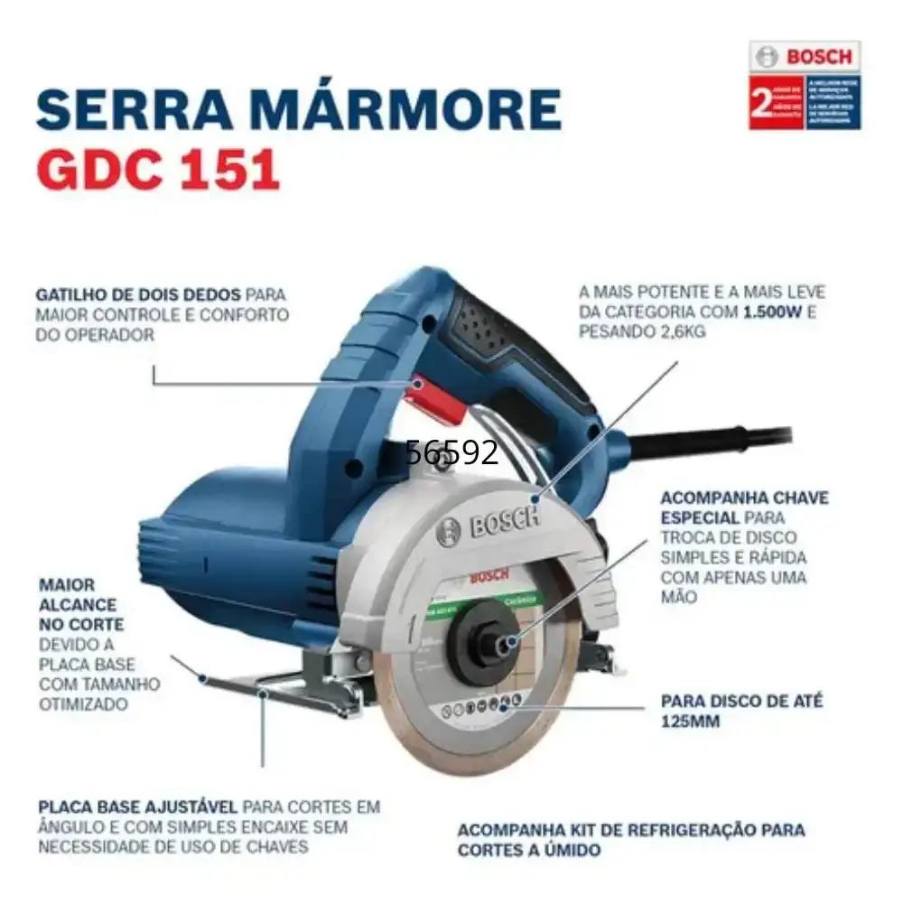 Serra mármore 5 POL 1500W titan GDC 151 com maleta, kit refrigeração e disco Bosch 220 V — fotografia 12