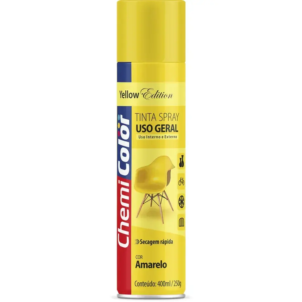 Tinta spray uso geral na cor amarelo 400ML Chemicolor — fotografia 2