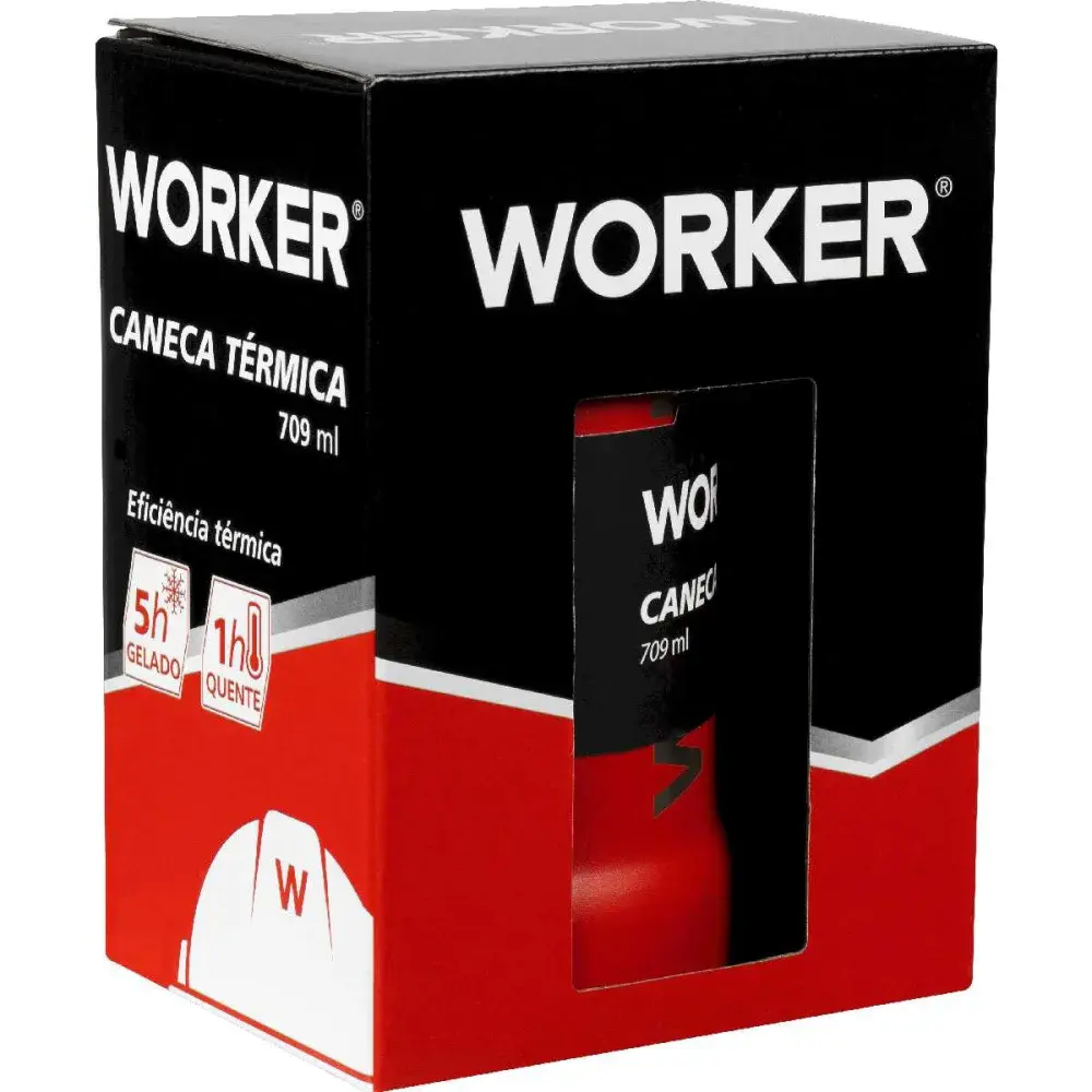 Caneca térmica vermelha 709ML sem tampa Worker — fotografia 8