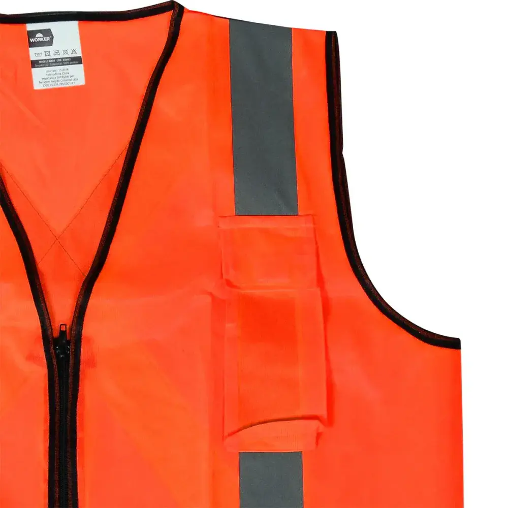 Colete laranja fluorescente refletivo tamanho g Worker — fotografia 4
