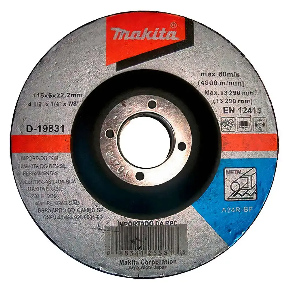 Disco de desbaste 4.1/2 POL 115 MM para metal D-19831 kit 200 unidades Makita — fotografia 3