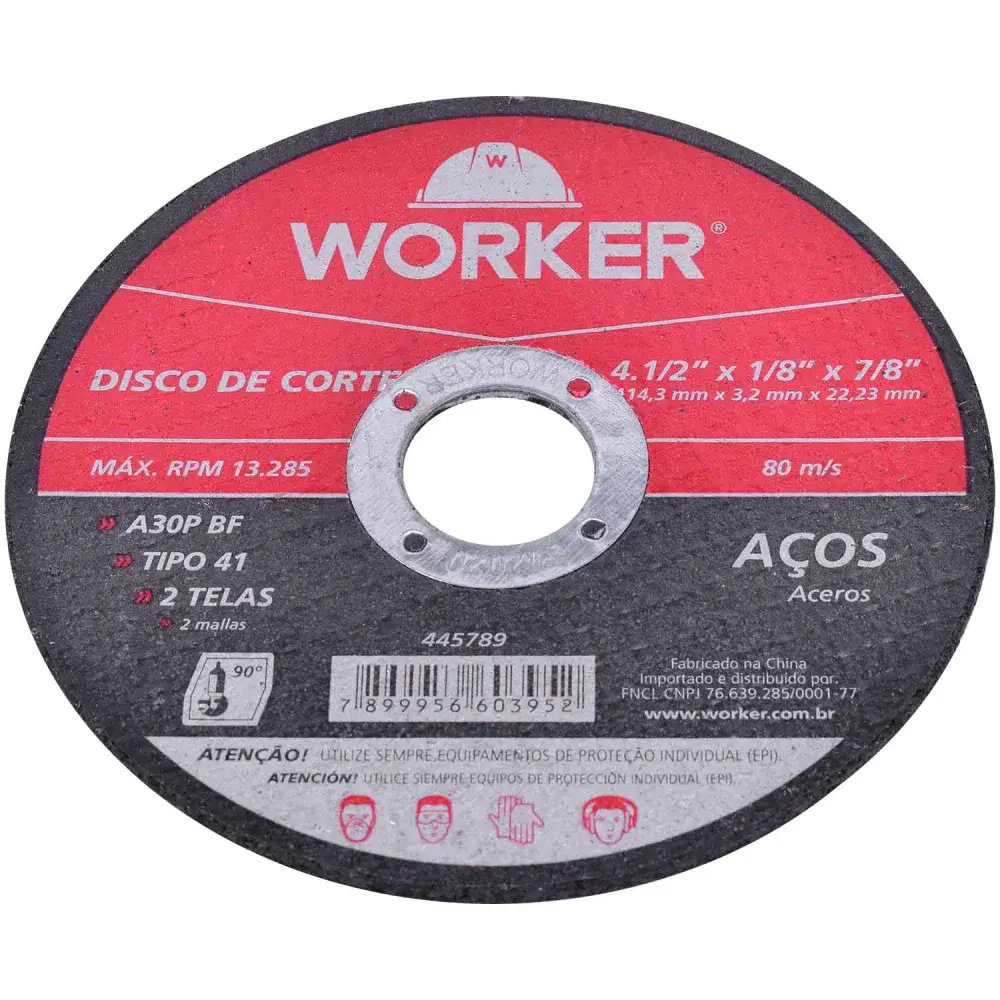 Disco de corte para aço A30P bf 4.1/2”/8” Worker — fotografia 8