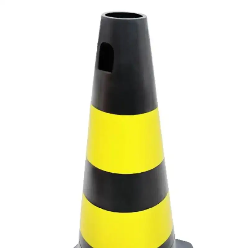 Cone sinalizador rígido PLT de PVC amarelo e preto 50 CM Plastcor — fotografia 2