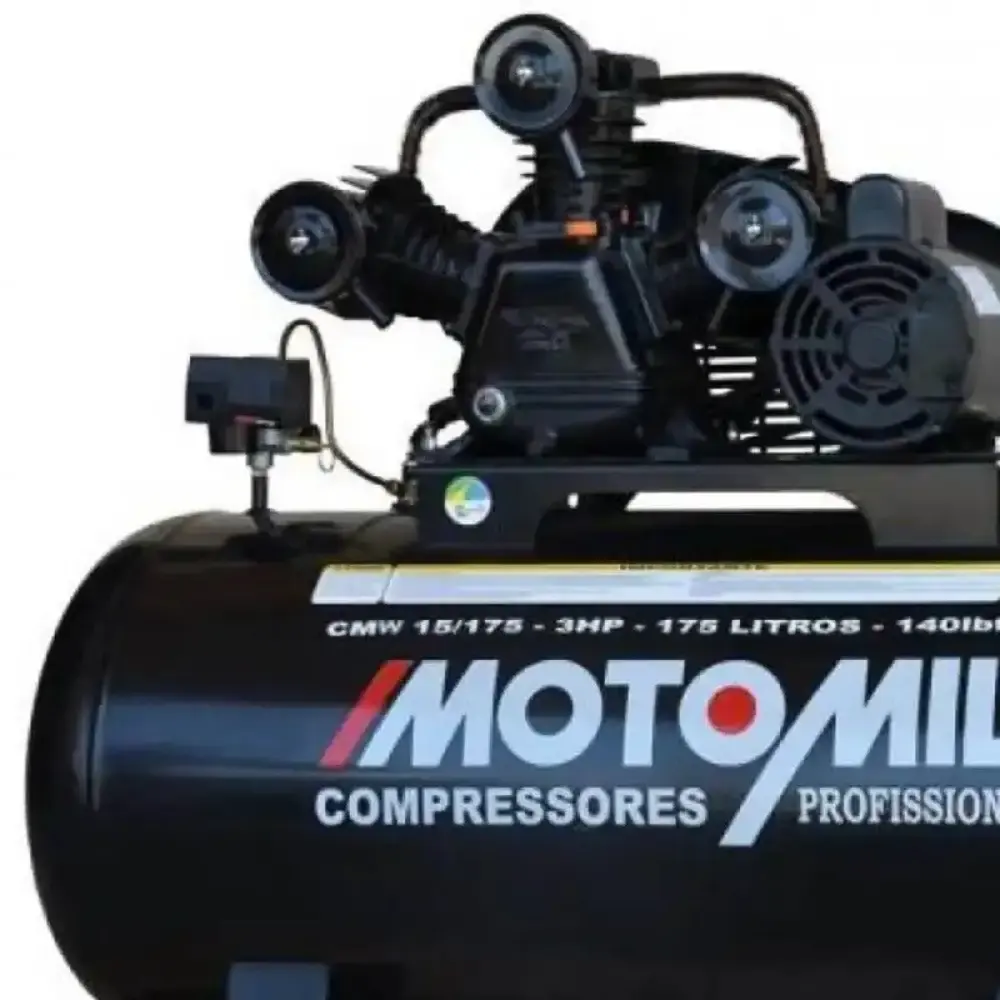 Compressor 15 pés 3 HP 175 litros 3 pistões CMW com motor monofásico MotoMil — fotografia 4
