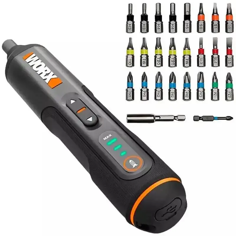 Parafusadeira à bateria 4,0V com led e kit bits WX240 Worx Bivolt — fotografia 5