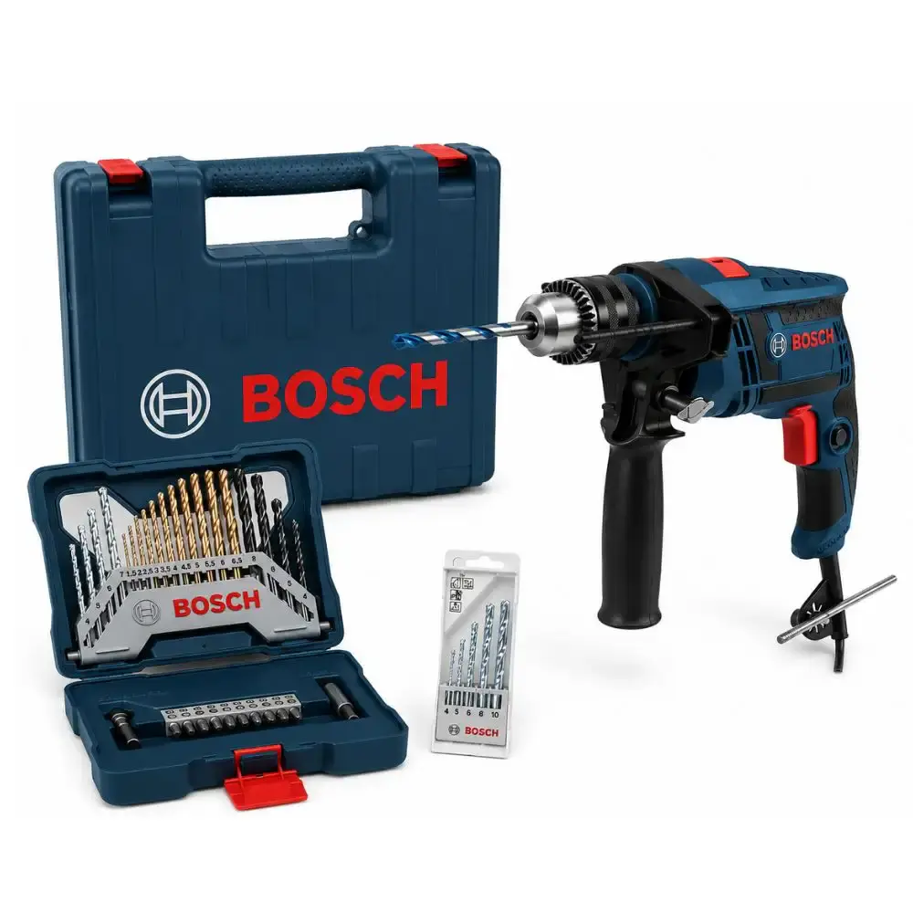 Furadeira de impacto 1/2 POL 750W 12B8 com maleta e kit de brocas 35 peças Bosch 110 V — fotografia de referência