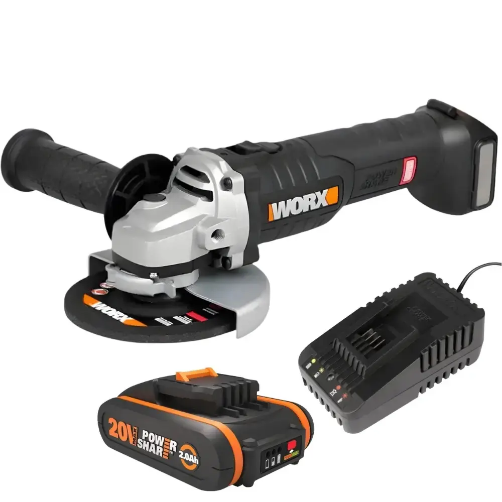 Esmerilhadeira angular 125MM com bateria 20V 2,0AH e carregador bivolt worx Positec