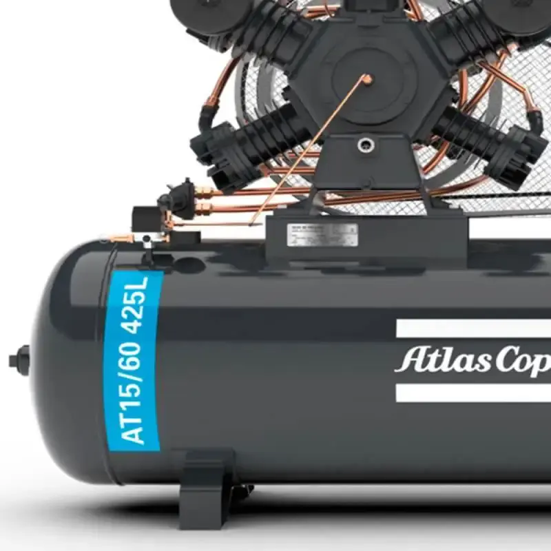 Compressor de ar 60 pés 15.0 HP 425 litros 5 pistões 175 libras trifásico Atlas copco — fotografia 4