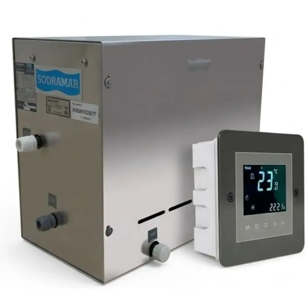 Sauna a vapor steam inox 12KW mono com comando touch wifi 12KW steam inox 220V Sodramar