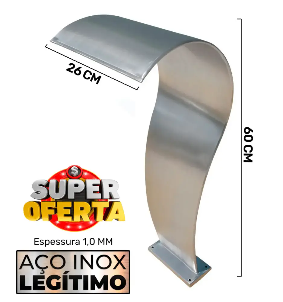 Cascata para Piscina 60 x 26 CM Aço Inox Naja Junior EVALD